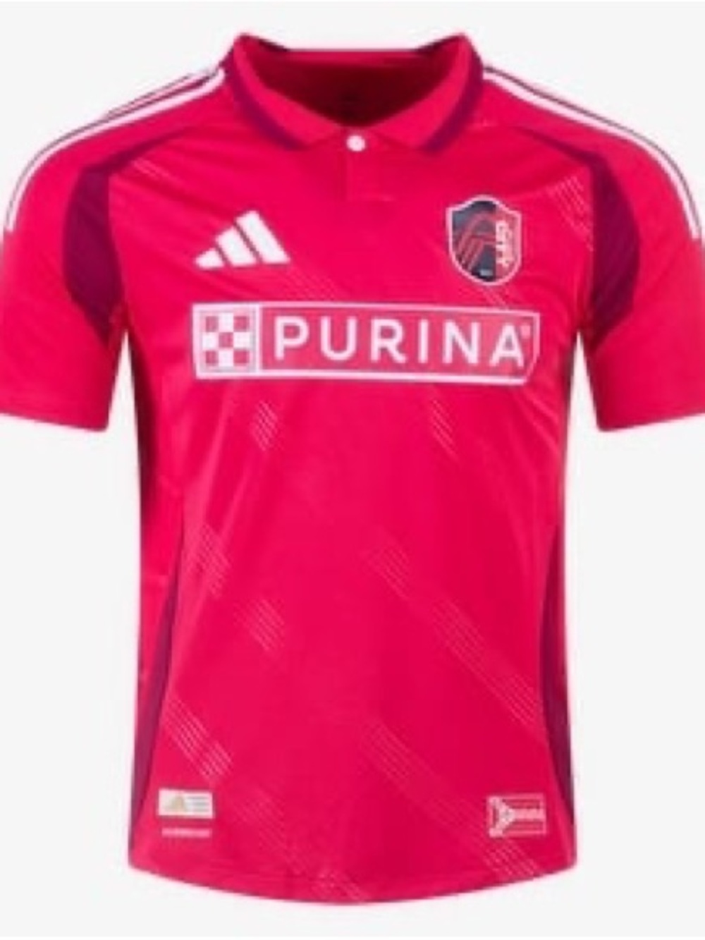 Brand New adidas Red St. Louis City Soccer Jersey Crest Detail
